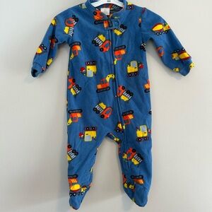 Nevada 6m Blue Construction Print Fleece zip up sleeper